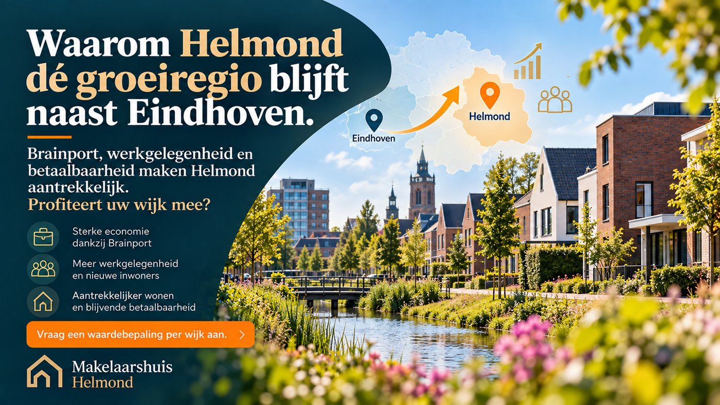 Luchtfoto van Helmond met woonwijken als beeld van de groeiregio naast Eindhoven